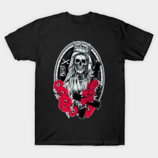 Skull with red flowers T-Shirt